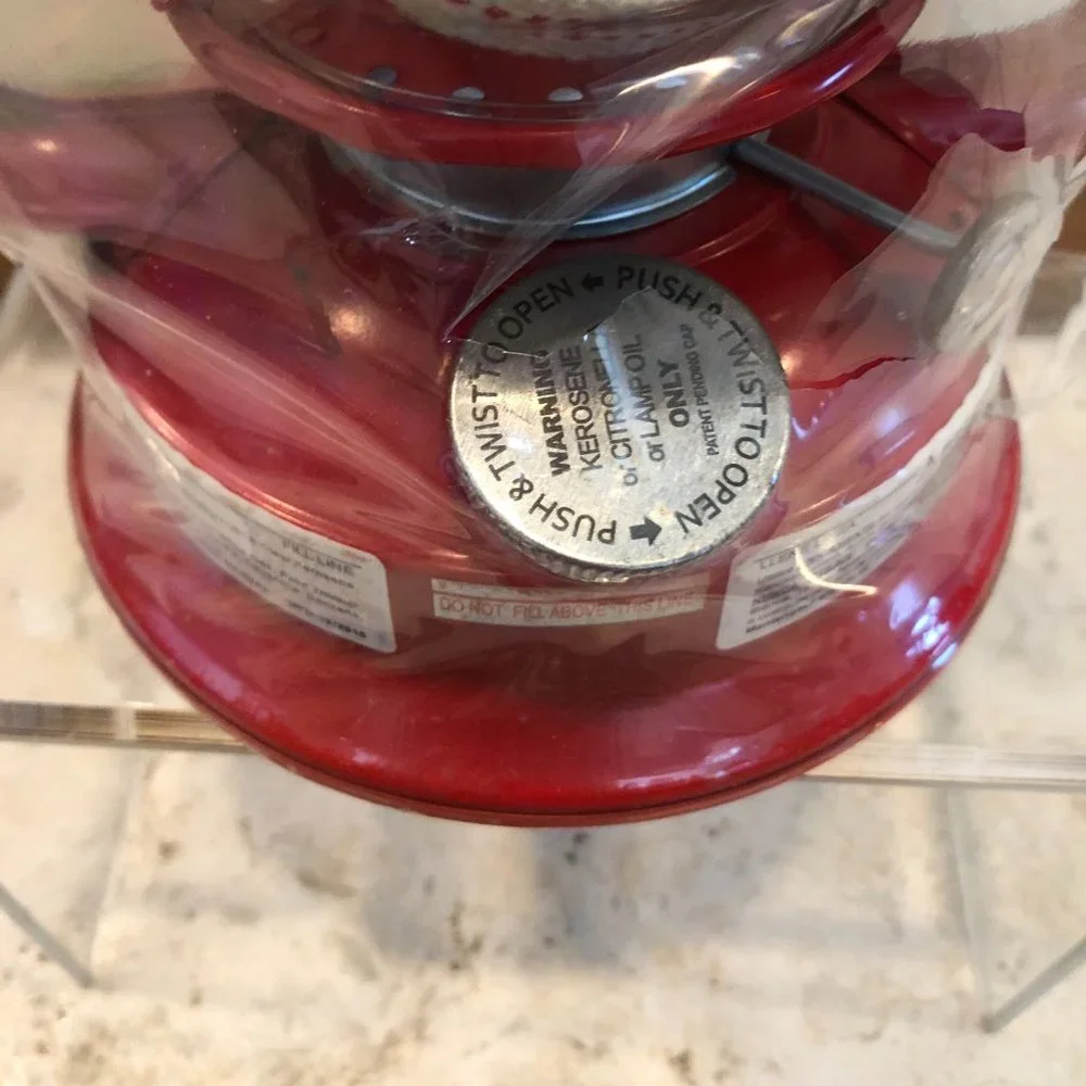 Kerosene OIL LANTERN red glass globe indoors outdoors hurricane WEATHERRITE NWT
